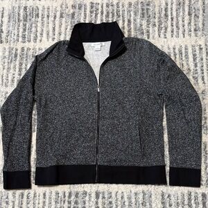 Liz Claiborne Women’s Black and Gray Zip-Up Sweater Jacket-Medium